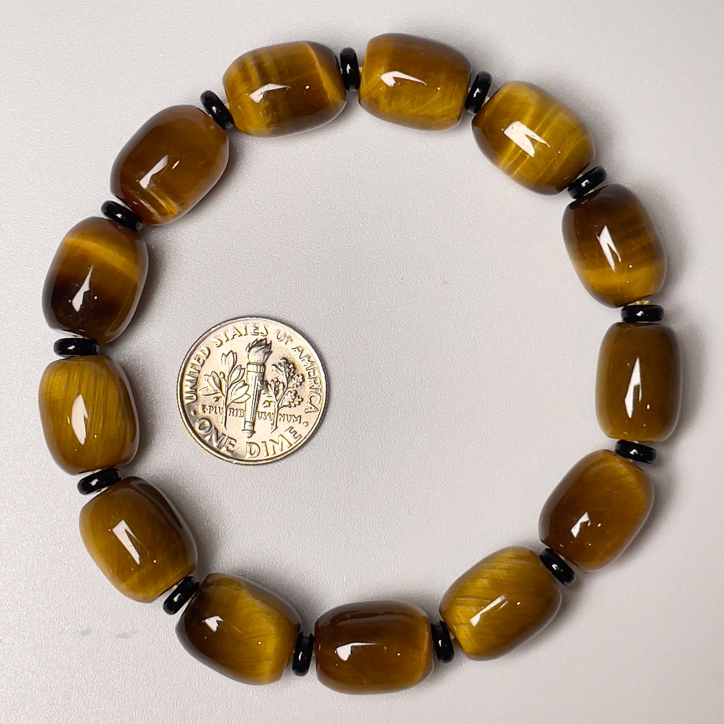 Stonelry Natural Golden Brown Tiger's Eye Beaded Bracelet (10+mm)