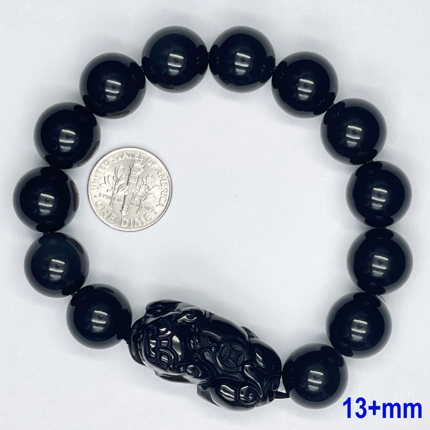 Stonelry Natural Rainbow Obsidian Beaded Pixiu Bracelet (9 to 13+mm)