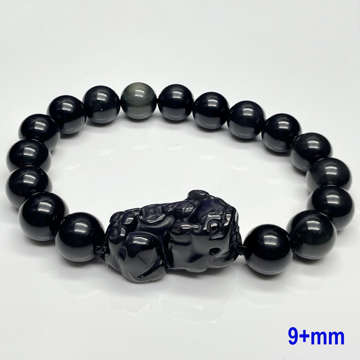 Stonelry Natural Rainbow Obsidian Beaded Pixiu Bracelet (9 to 13+mm)