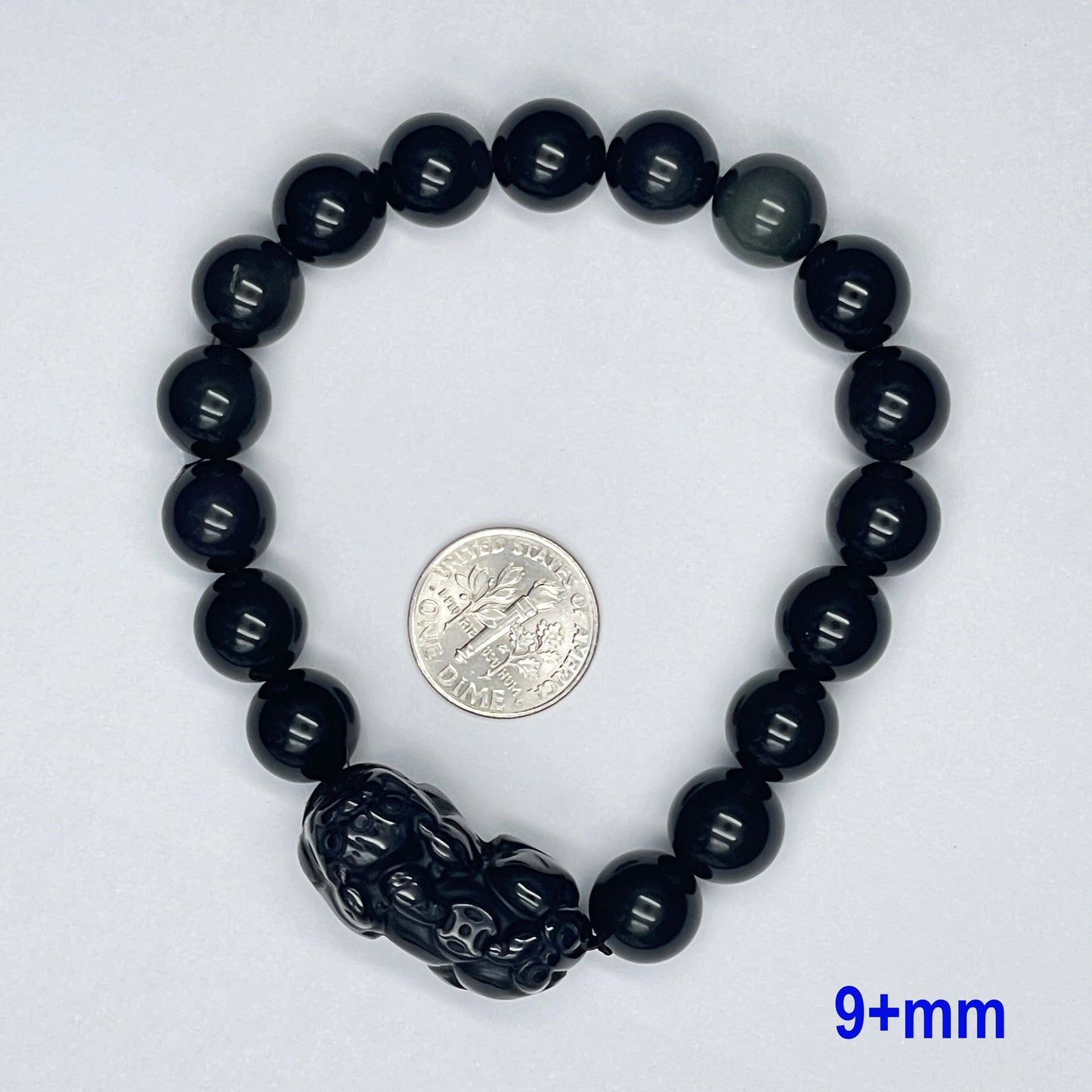 Stonelry Natural Rainbow Obsidian Beaded Pixiu Bracelet (9 to 13+mm)