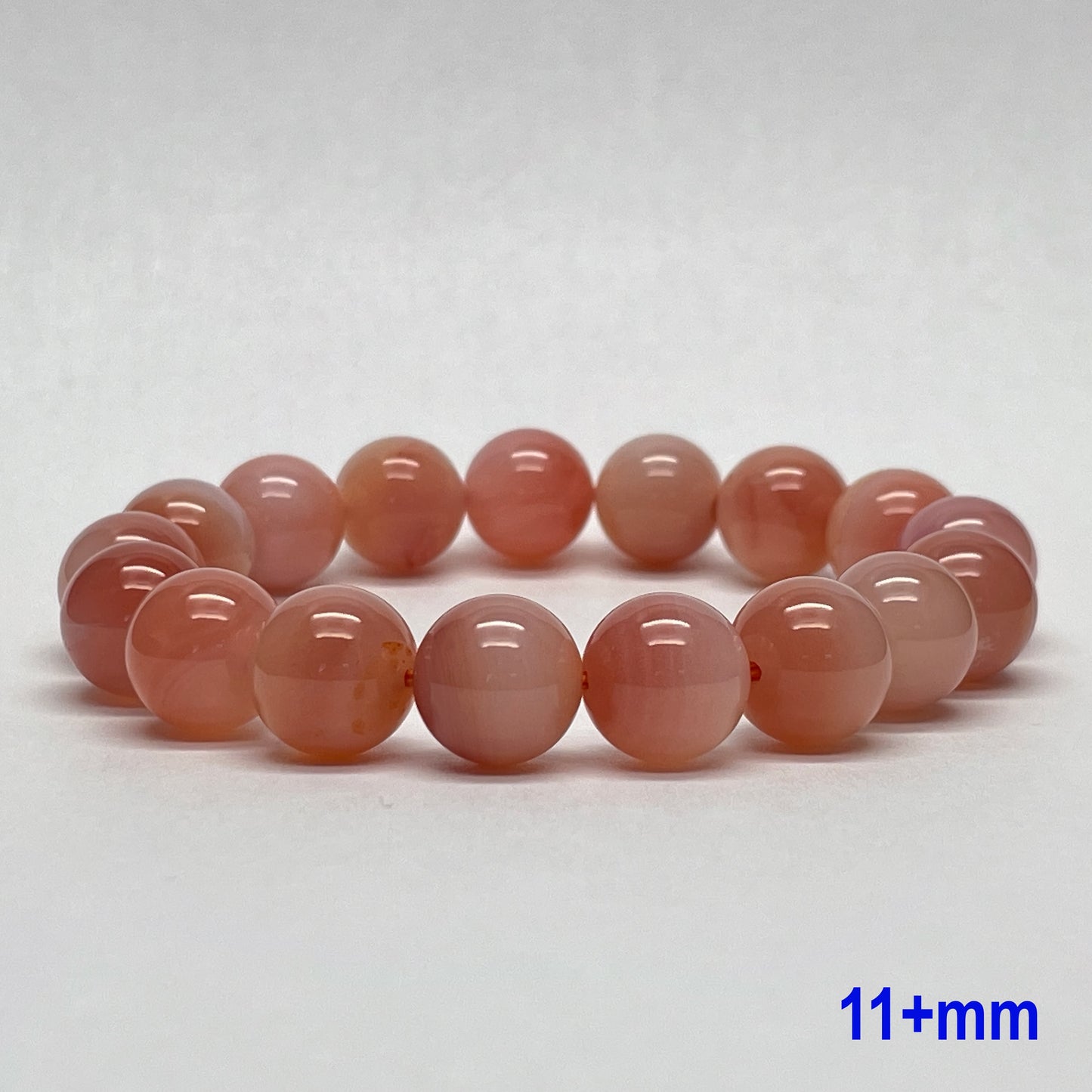 Stonelry Natural Peach Yanyuan Agate Beaded Bracelet (9 to 11+mm)