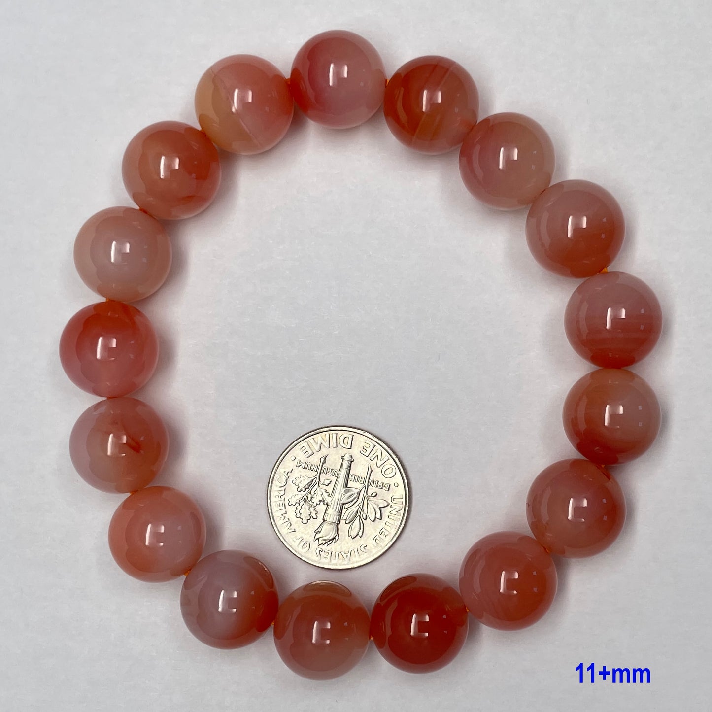 Stonelry Natural Peach Yanyuan Agate Beaded Bracelet (9 to 11+mm)