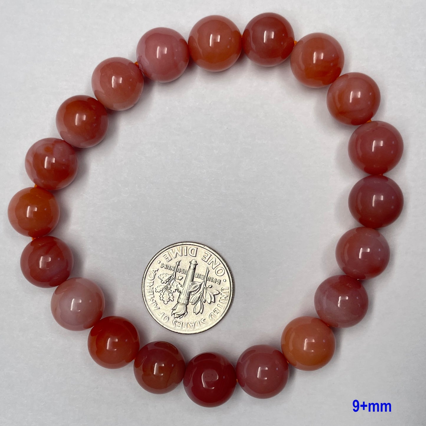 Stonelry Natural Peach Yanyuan Agate Beaded Bracelet (9 to 11+mm)