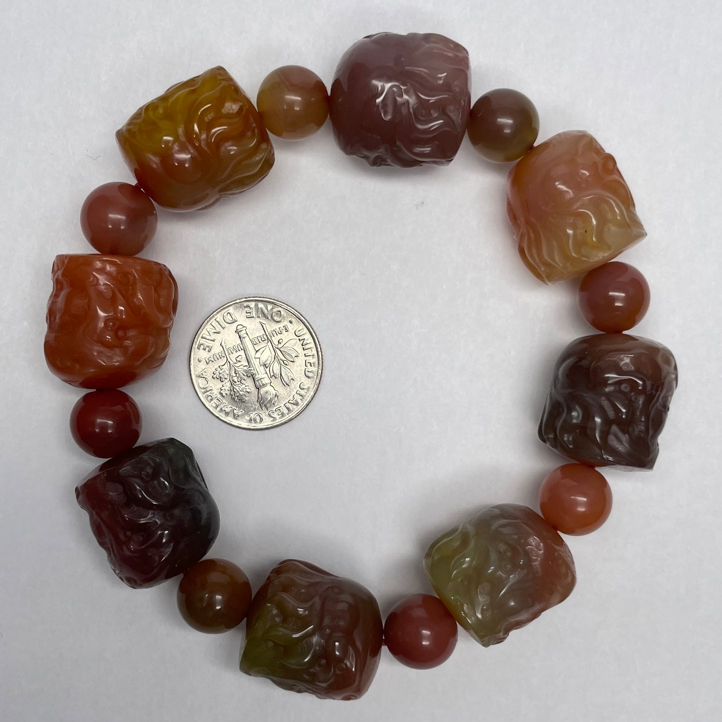 Stonelry Natural Feihong Agate Beaded Bracelet (15+mm)
