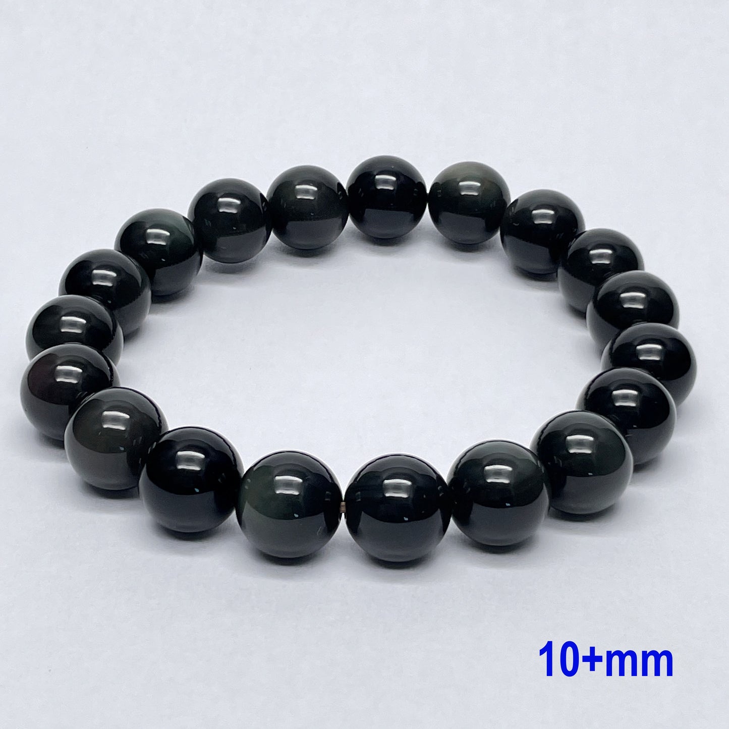 Stonelry Natural Rainbow Obsidian Beaded Bracelet (10 to 14+mm)