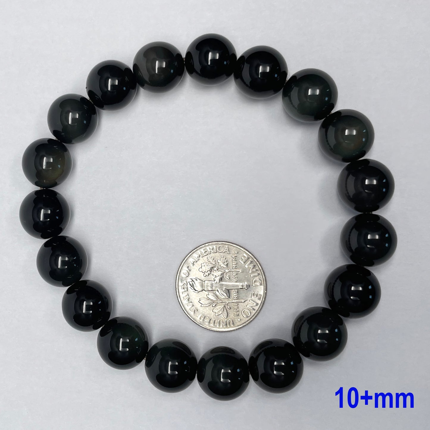 Stonelry Natural Rainbow Obsidian Beaded Bracelet (10 to 14+mm)