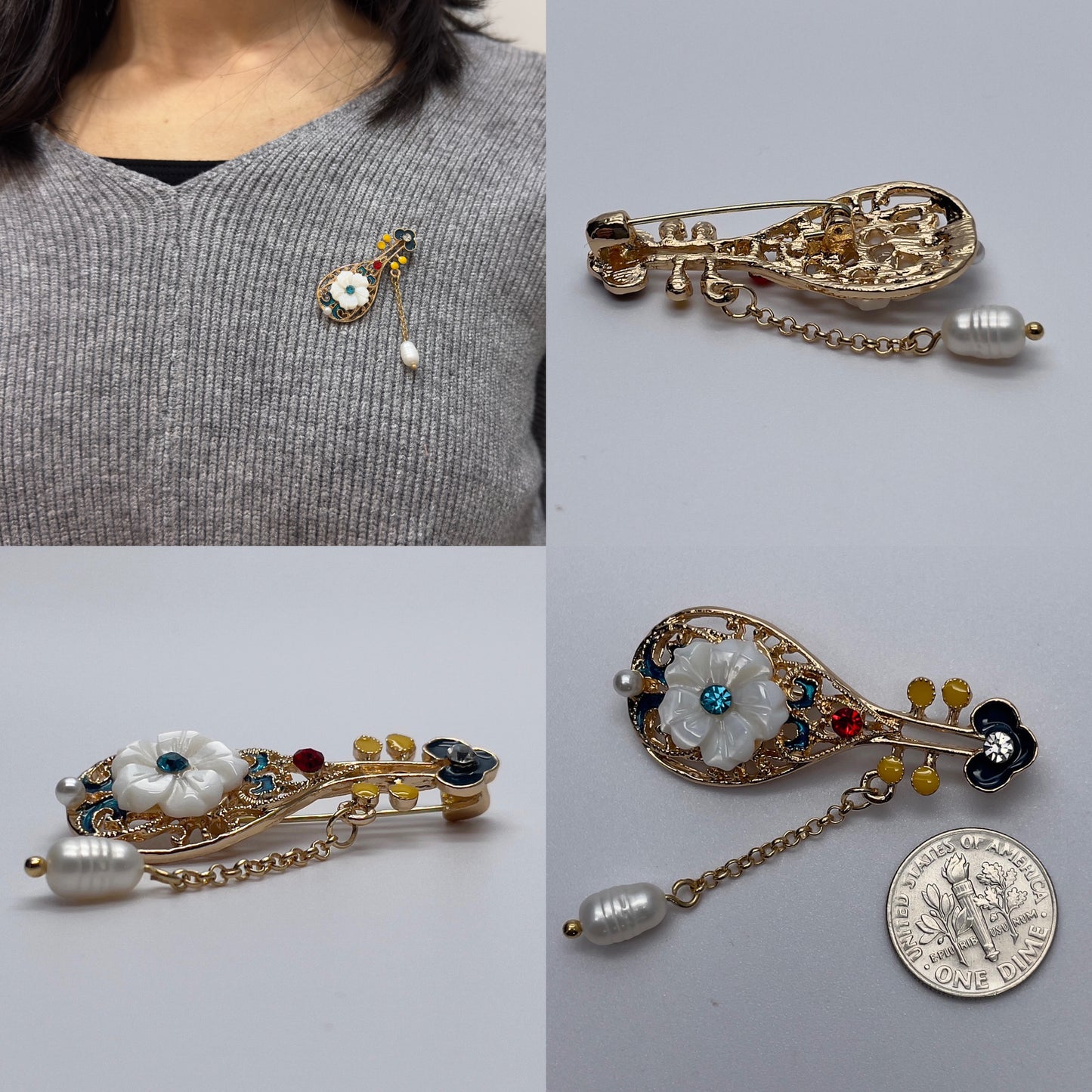 Stonelry Elegant Pearl Brooch Pin - Perfect for Adding a Touch of Glamour to Any Outfit