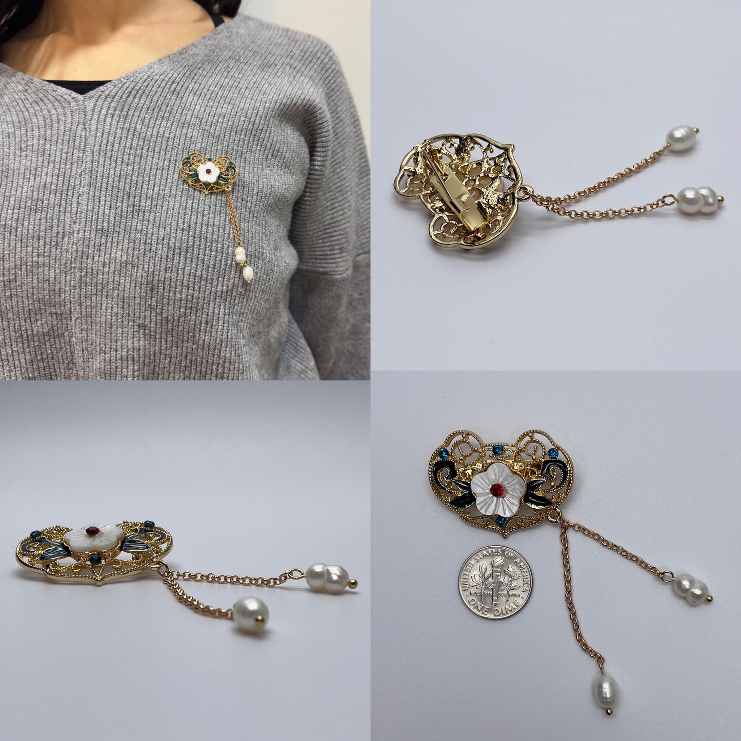 Stonelry Elegant Pearl Brooch Pin - Perfect for Adding a Touch of Glamour to Any Outfit