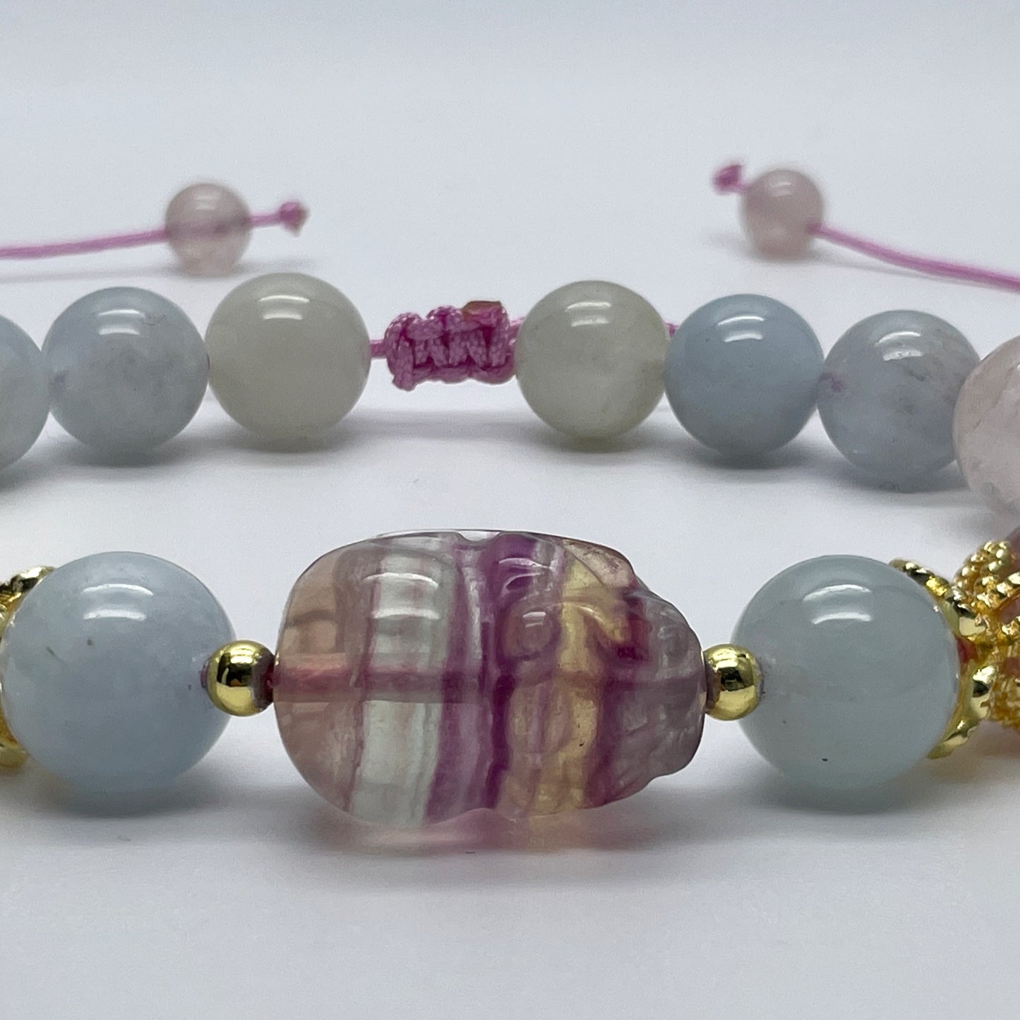 Stonelry Reiki Infused Morganite with mixed Quartz and Fluorite Bracelet
