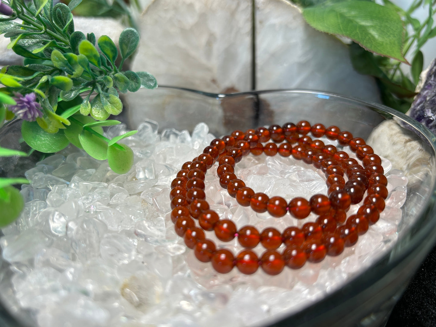 Stonelry Natural Garnet Beaded Bracelet (6+mm)