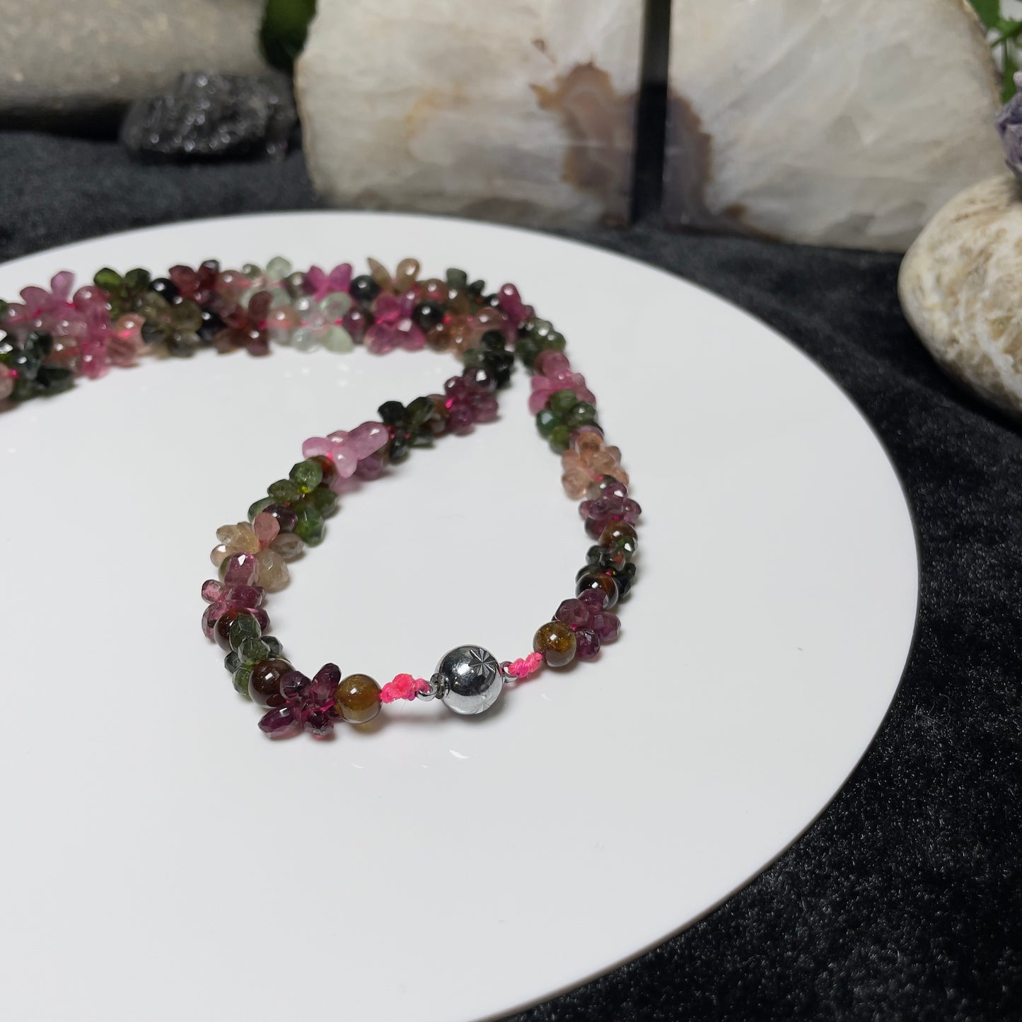 Stonelry Handcrafted Multicolor Tourmaline Gemstone Beaded Necklace - Elegant Natural Stone Jewelry for Women