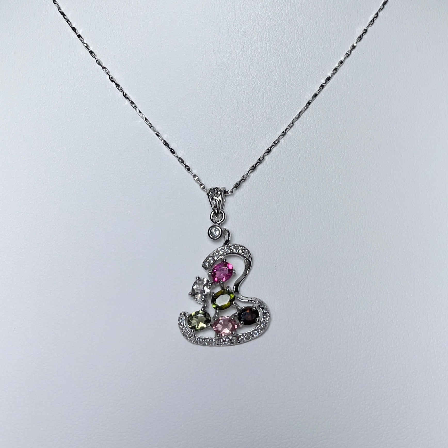 S925 Sterling shops Silver Pink Zircon Crystal Necklace