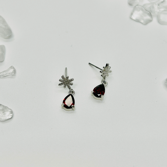 Stonelry Garnet Drop Earrings - Crimson Sparks