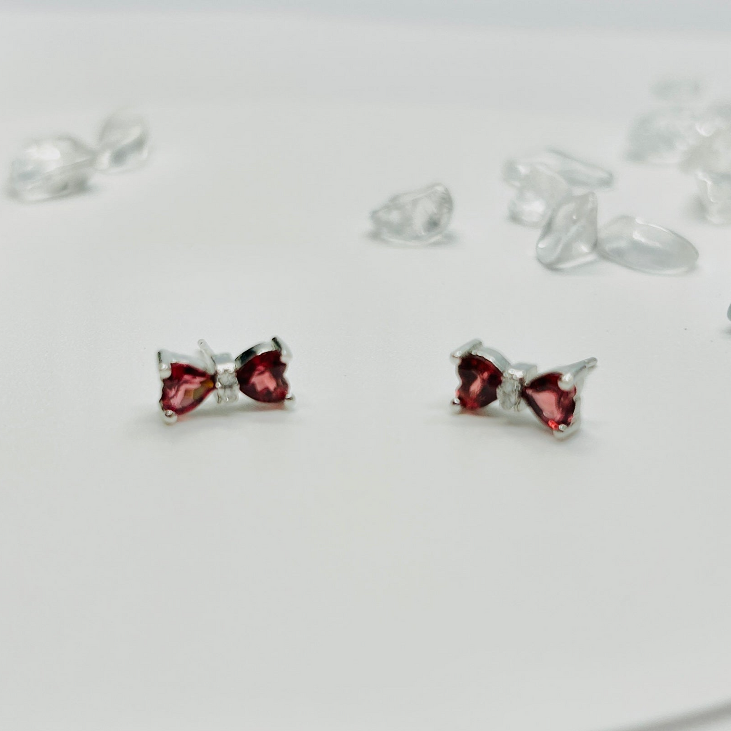 Stonelry Garnet Stud Earrings - Crimson Bow