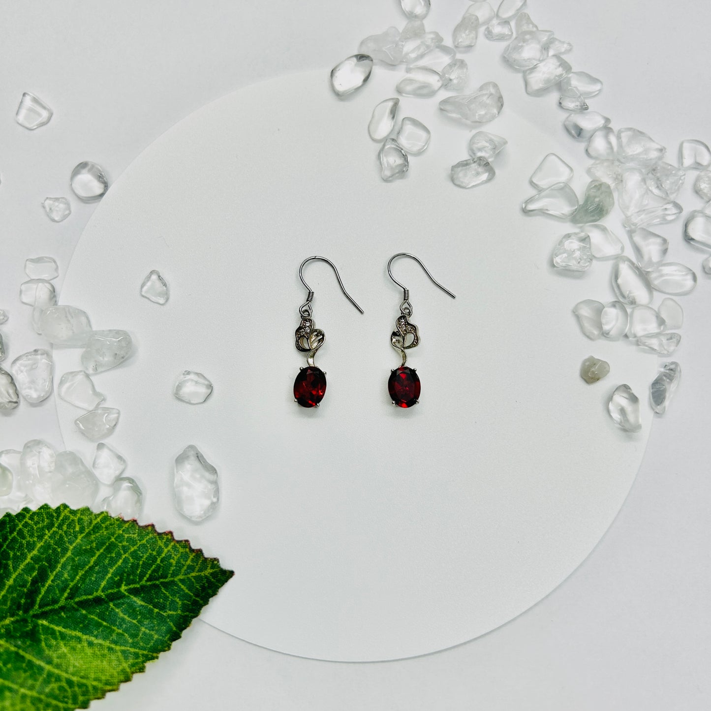 Stonelry Garnet Dangle Earrings - Cerise Cocktail