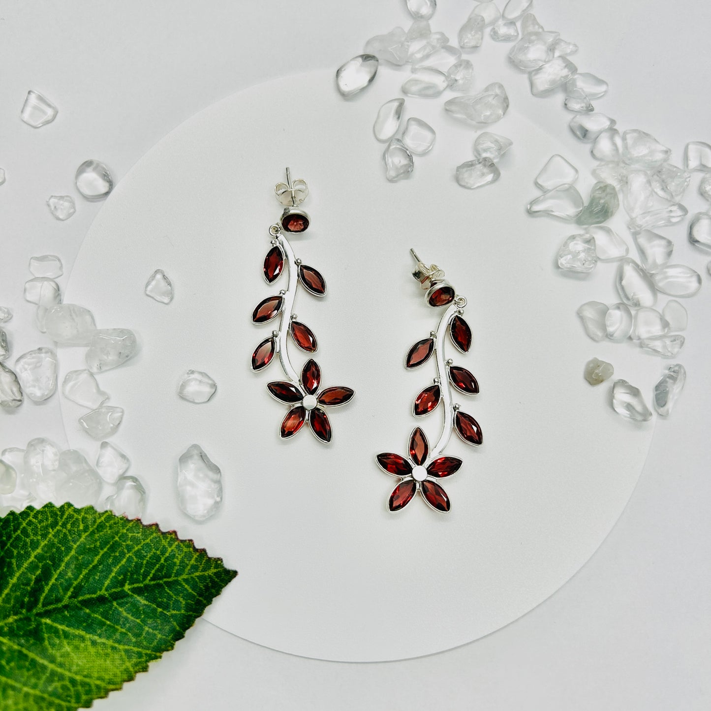 Stonelry Garnet Drop Earrings - Blooming Flames