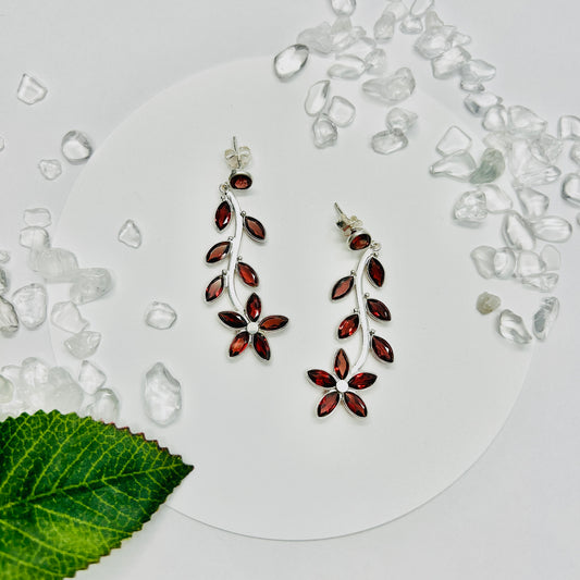 Stonelry Garnet Drop Earrings - Blooming Flames