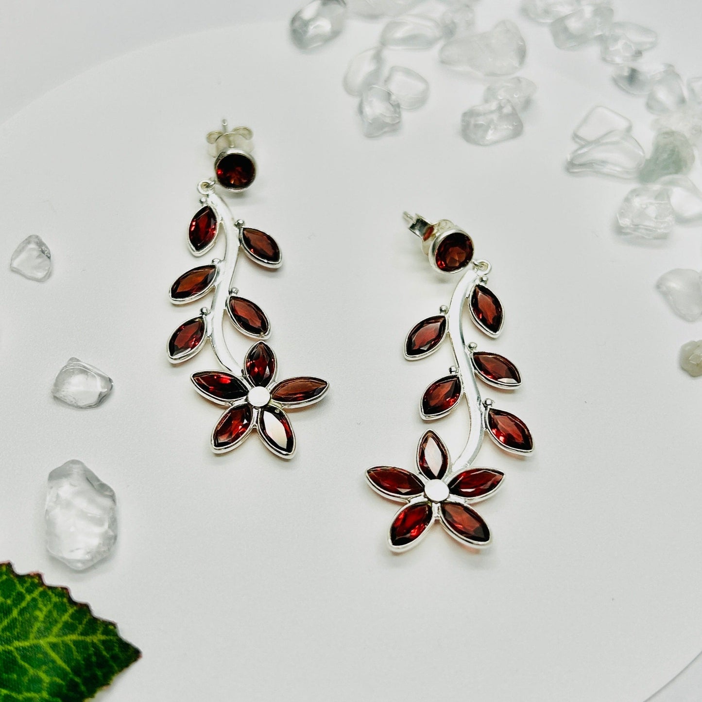 Stonelry Garnet Drop Earrings - Blooming Flames