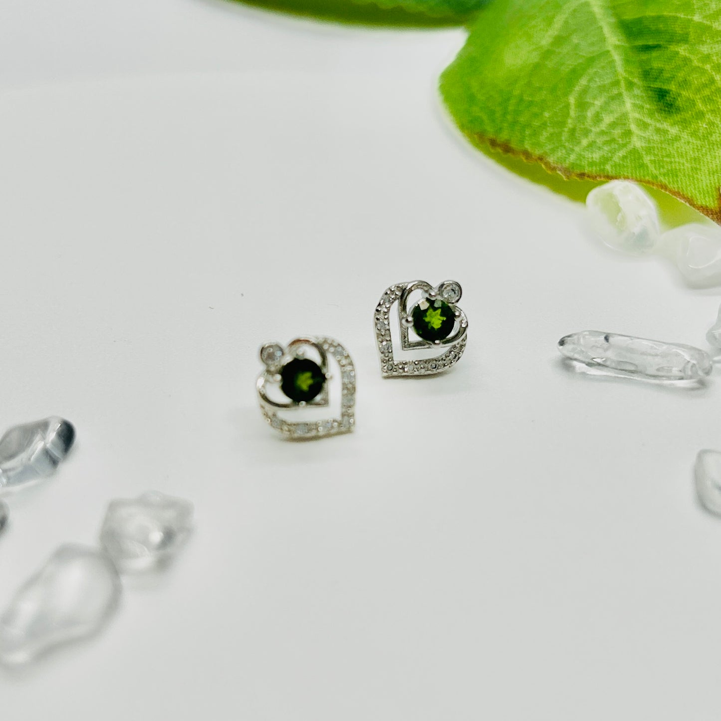 Stonelry Diopside Stud Earrings - Verdant Hearts