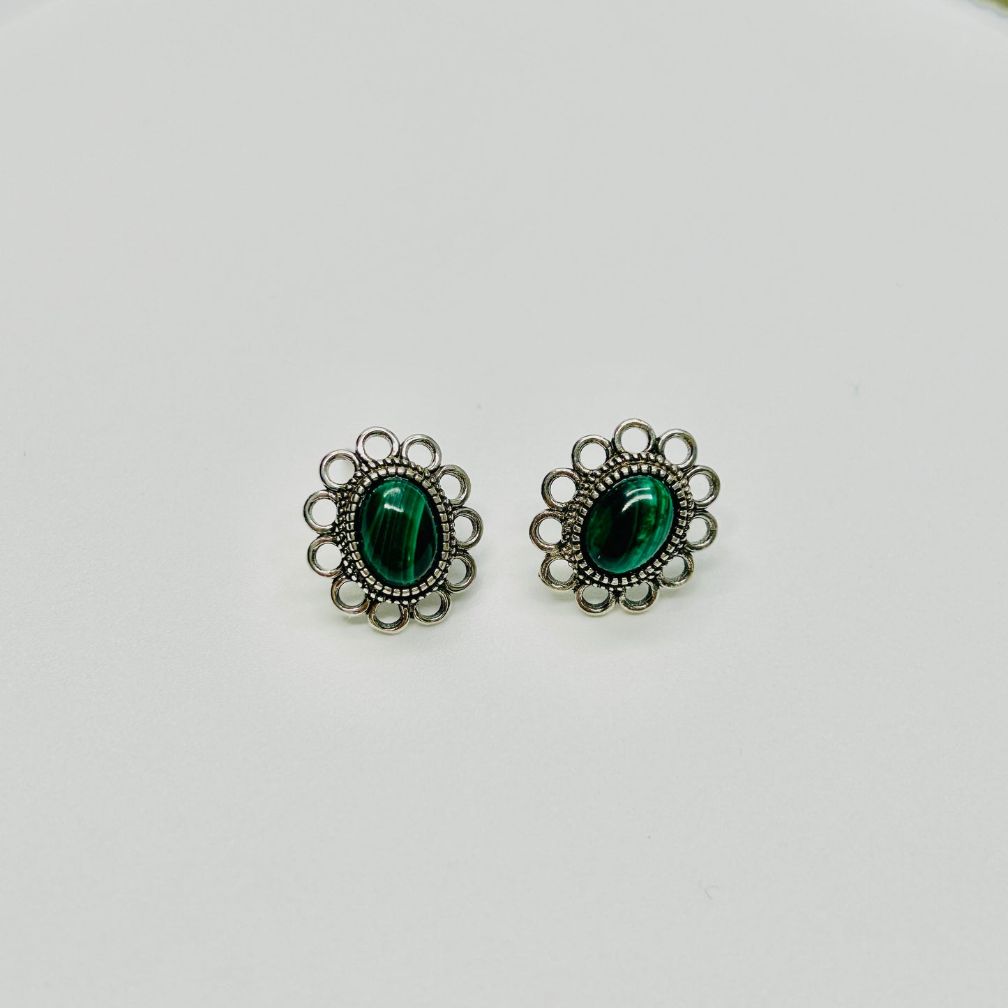 Stonelry Malachite Stud Earrings - Enchanted Meadows