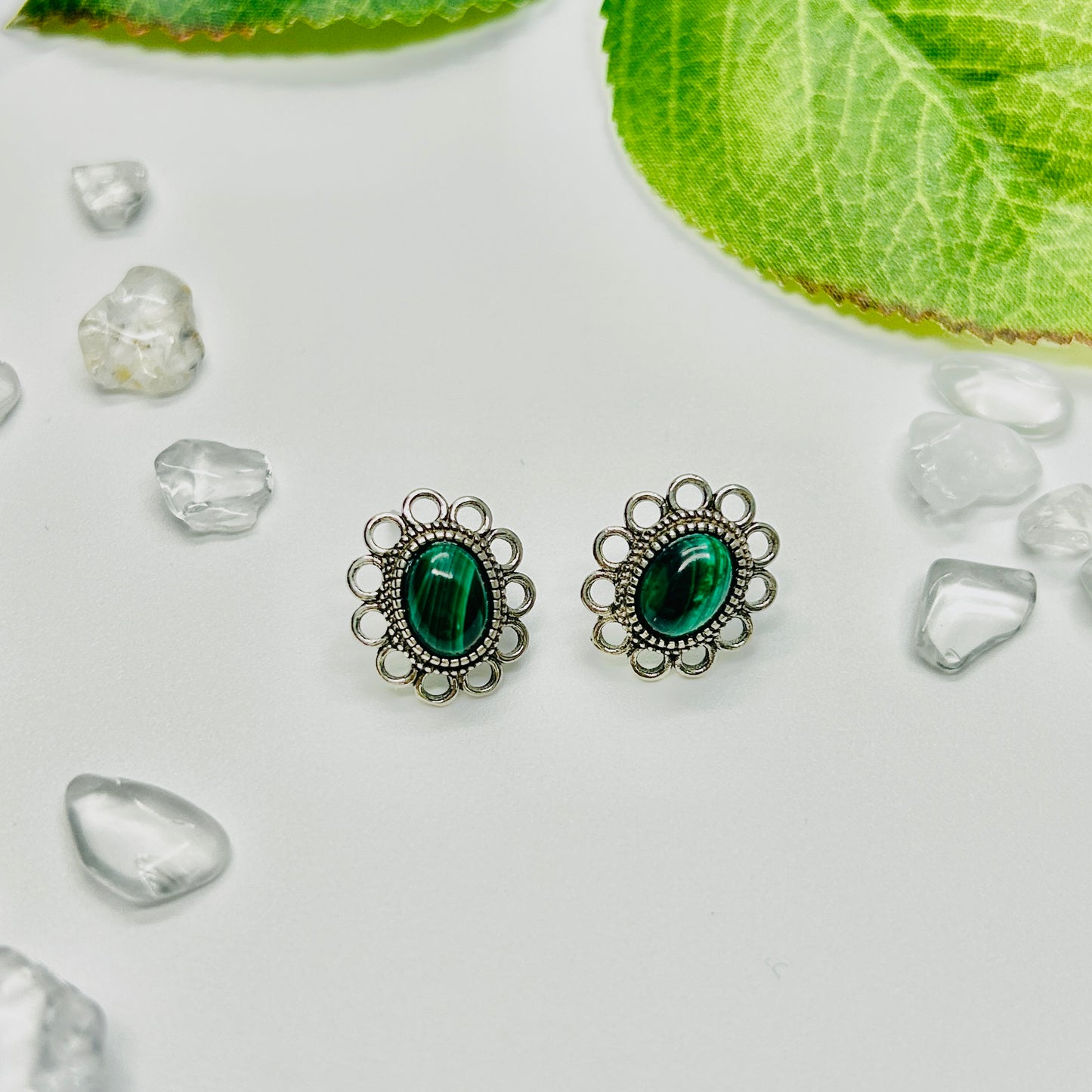 Stonelry Malachite Stud Earrings - Enchanted Meadows