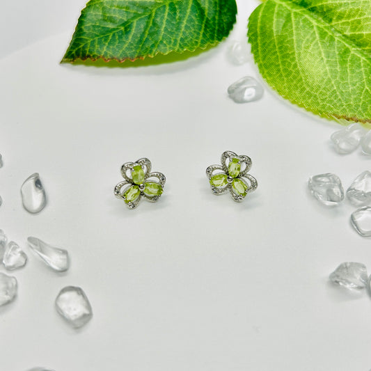 Stonelry Peridot Stud Earrings - Three Leafed Clover