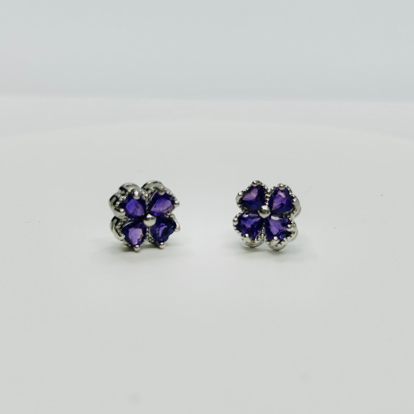 Stonelry Amethyst Stud Earrings - Enchanted Lucky Clover