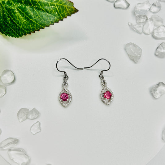 Stonelry Tourmaline Dangle Earrings - Rose Glow