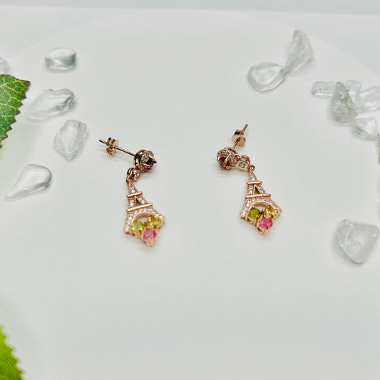 Stonelry Tourmaline Drop Earrings - Eiffel Tower Sunset