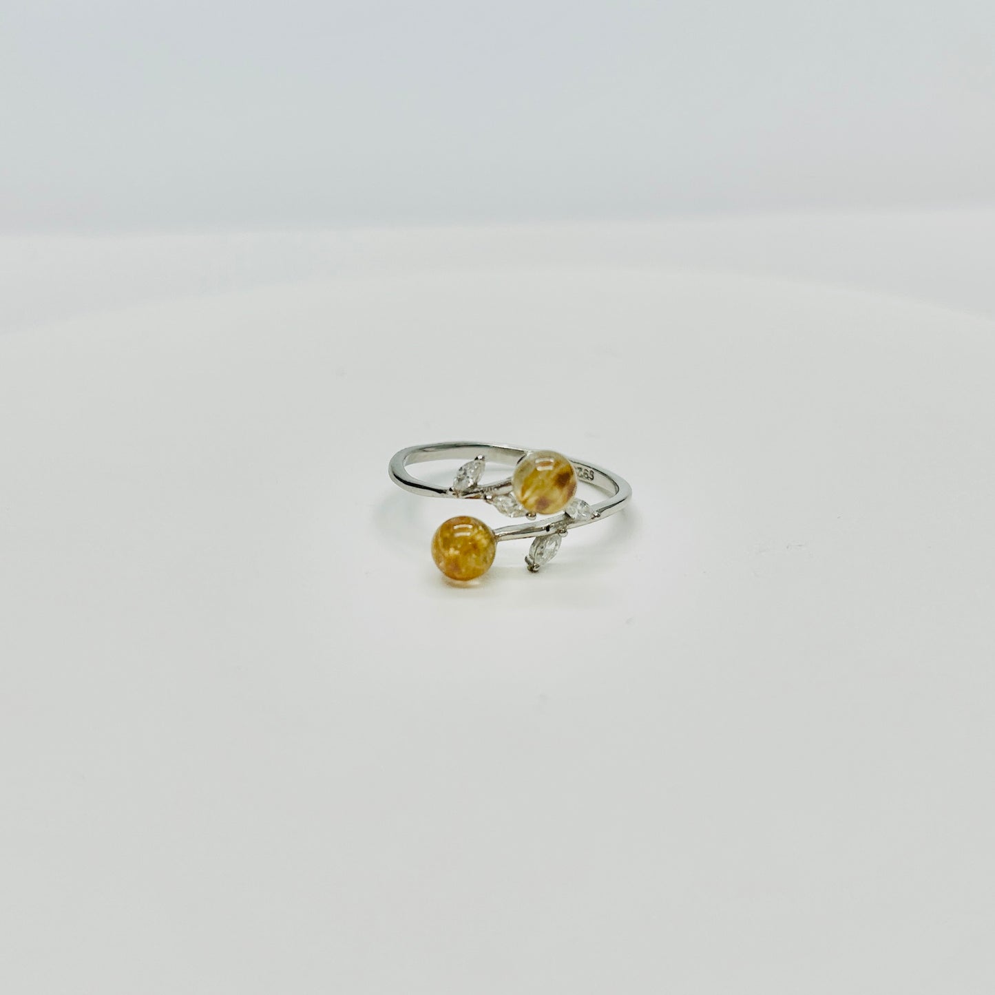 Stonelry Golden Rutilated Quartz Ring - Double Gemstone Bypass Ring