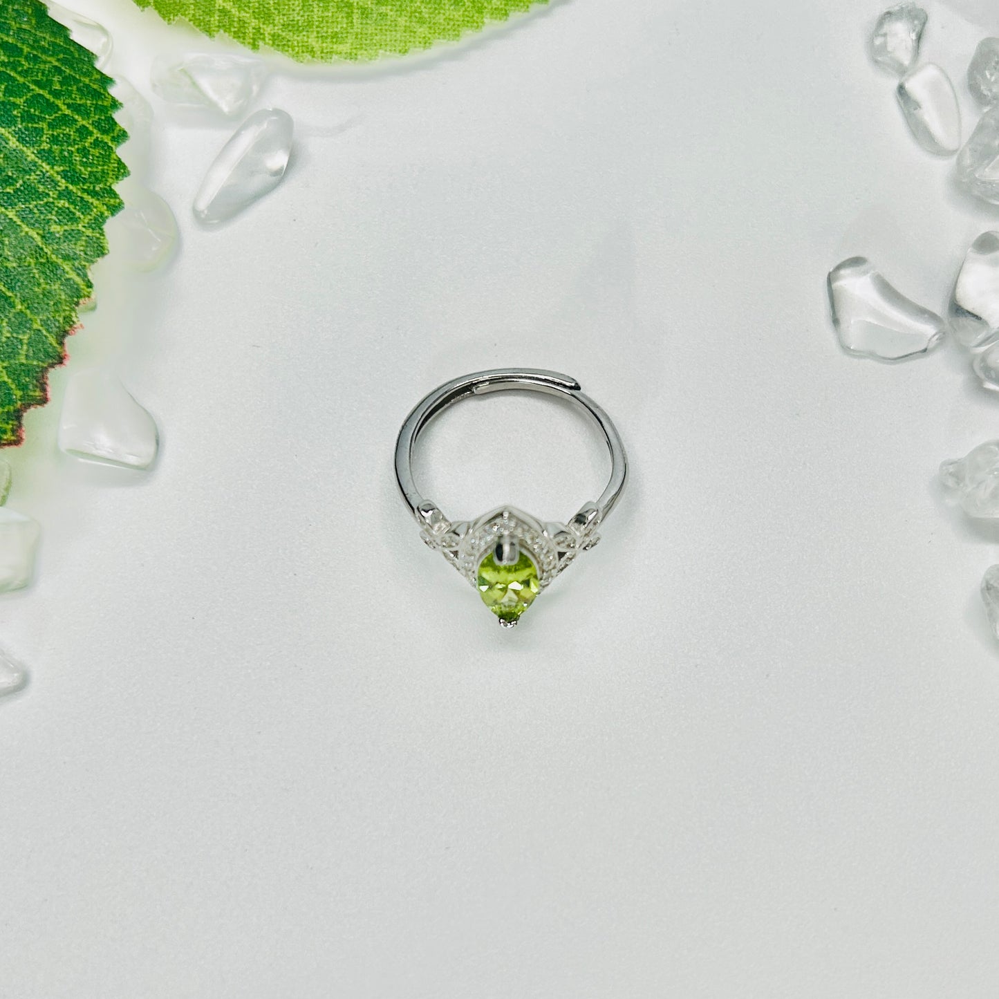 Stonelry Olivine Ring - Marquise-Cut Halo Ring