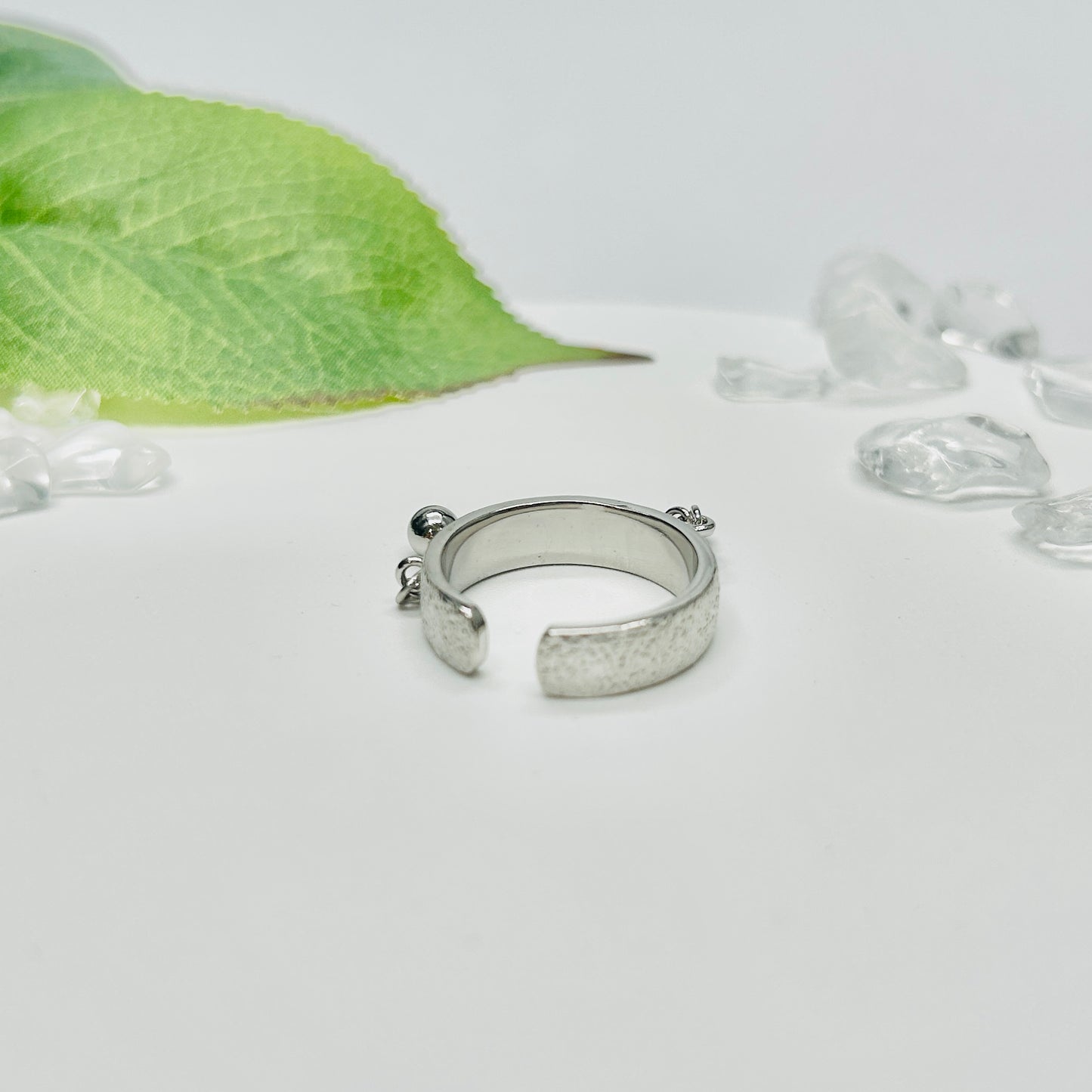 Stonelry Silver Ring - Chained Heart Open Ring