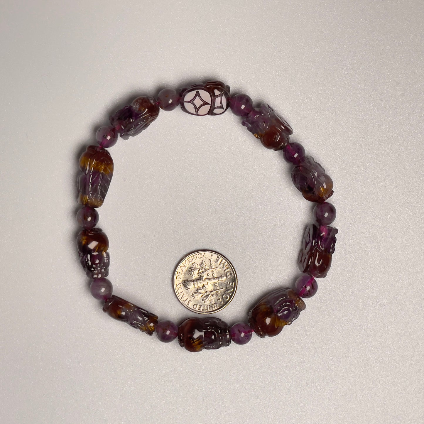 Stonelry Natural Premium Auralite 23 Pixiu Crystal (Amethyst) Beaded Bracelet (8.9mm - 16.7mm) #3281008208