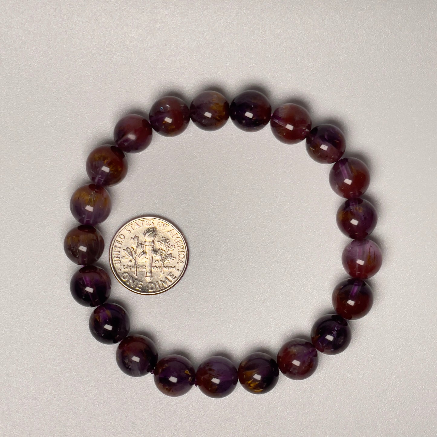 Stonelry Natural Premium Auralite 23 Crystal (Amethyst) Beaded Bracelet (8.6mm - 9.4mm) #3281008708
