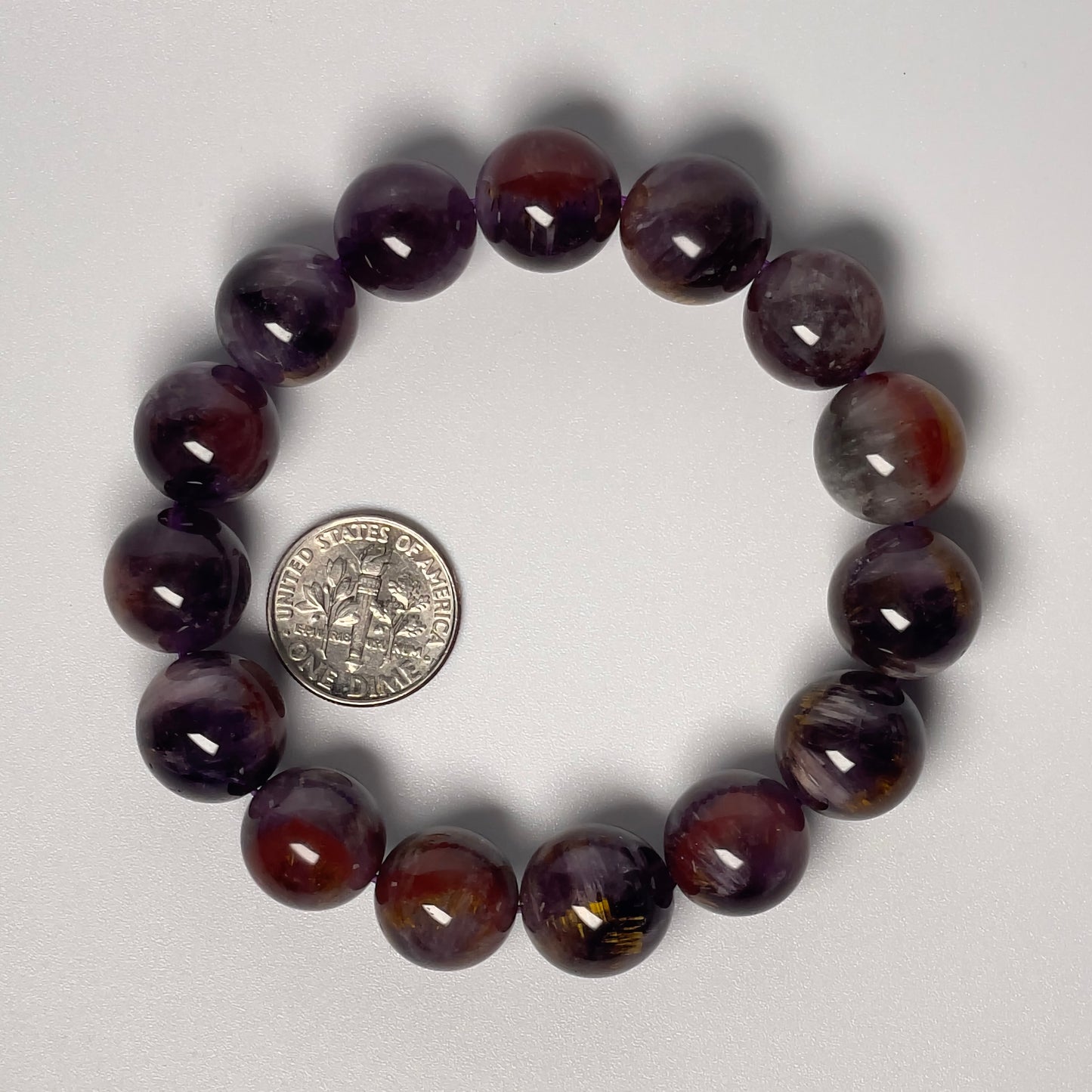 Stonelry Natural Premium Auralite 23 Crystal (Amethyst) Beaded Bracelet (13+mm) #3281009213