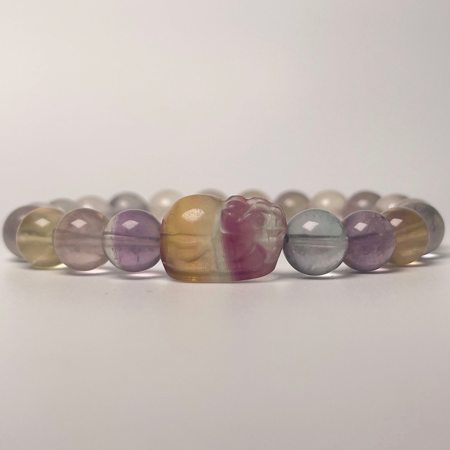 Stonelry Natural Rainbow Fluorite Beaded Bracelet with One Pixiu (8+mm) #3281009708