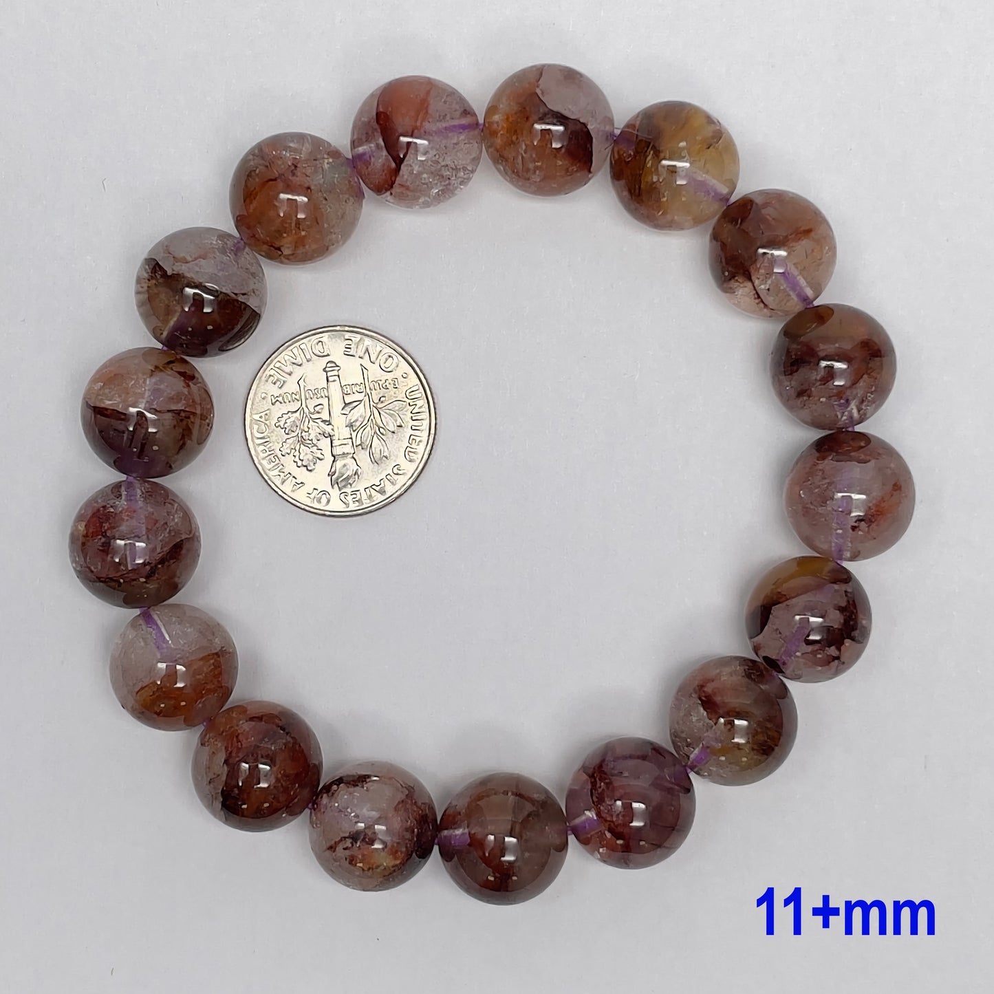 Stonelry High Quality Natural Auralite Crystal (Amethyst) Beaded Bracelet (8 to 11+mm)