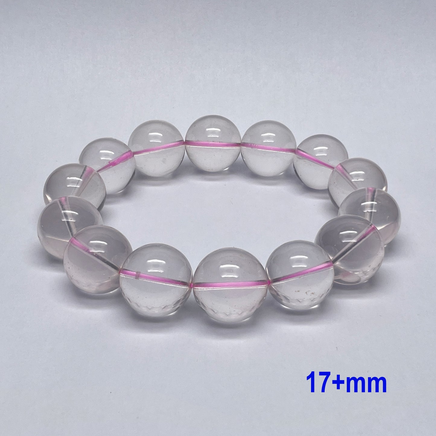 Stonelry Natural Starlight Rose Quartz Beaded Stretch Bracelet (8 to 17+mm)