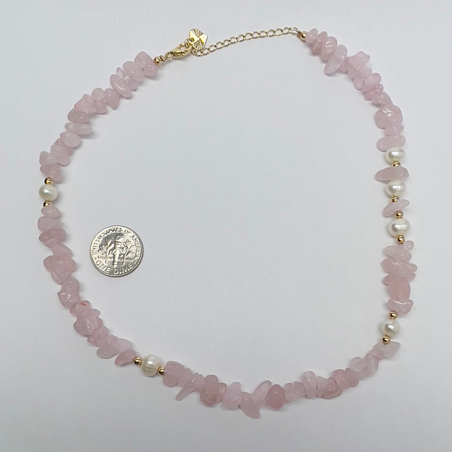 Stonelry Rose Quartz and Pearls Necklace