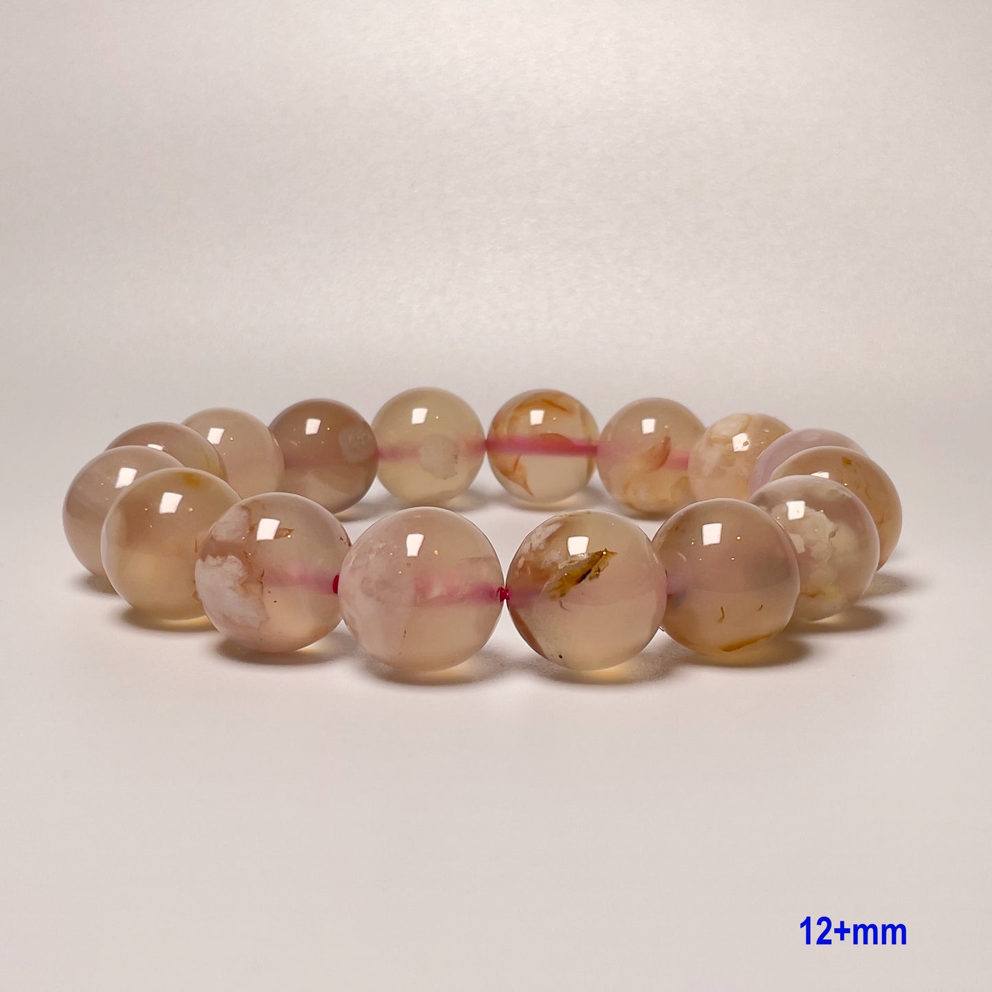 Stonelry Natural Sakura (Cherry Blossom) Agate Beaded Bracelet (9 to 12+mm)