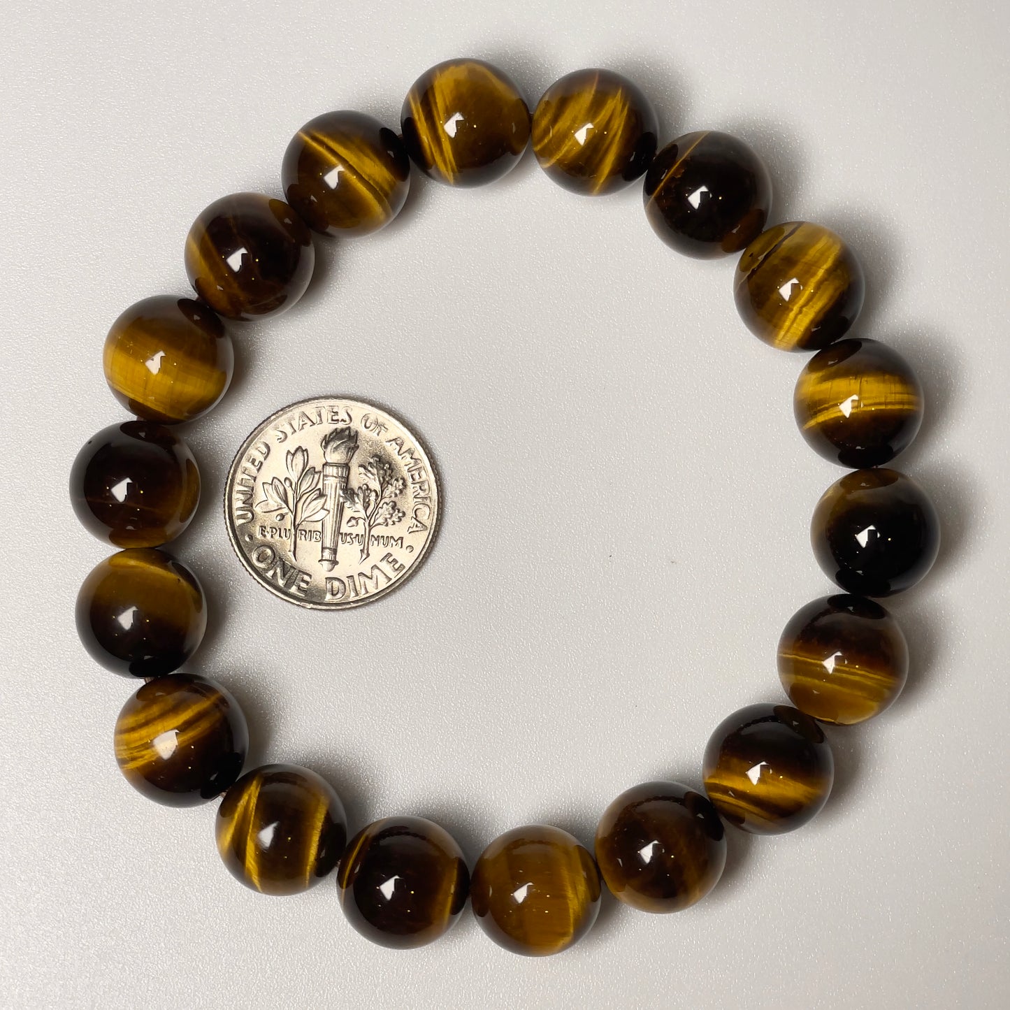 Stonelry Natural Golden Brown Tiger's Eye Beaded Bracelet (10+mm)