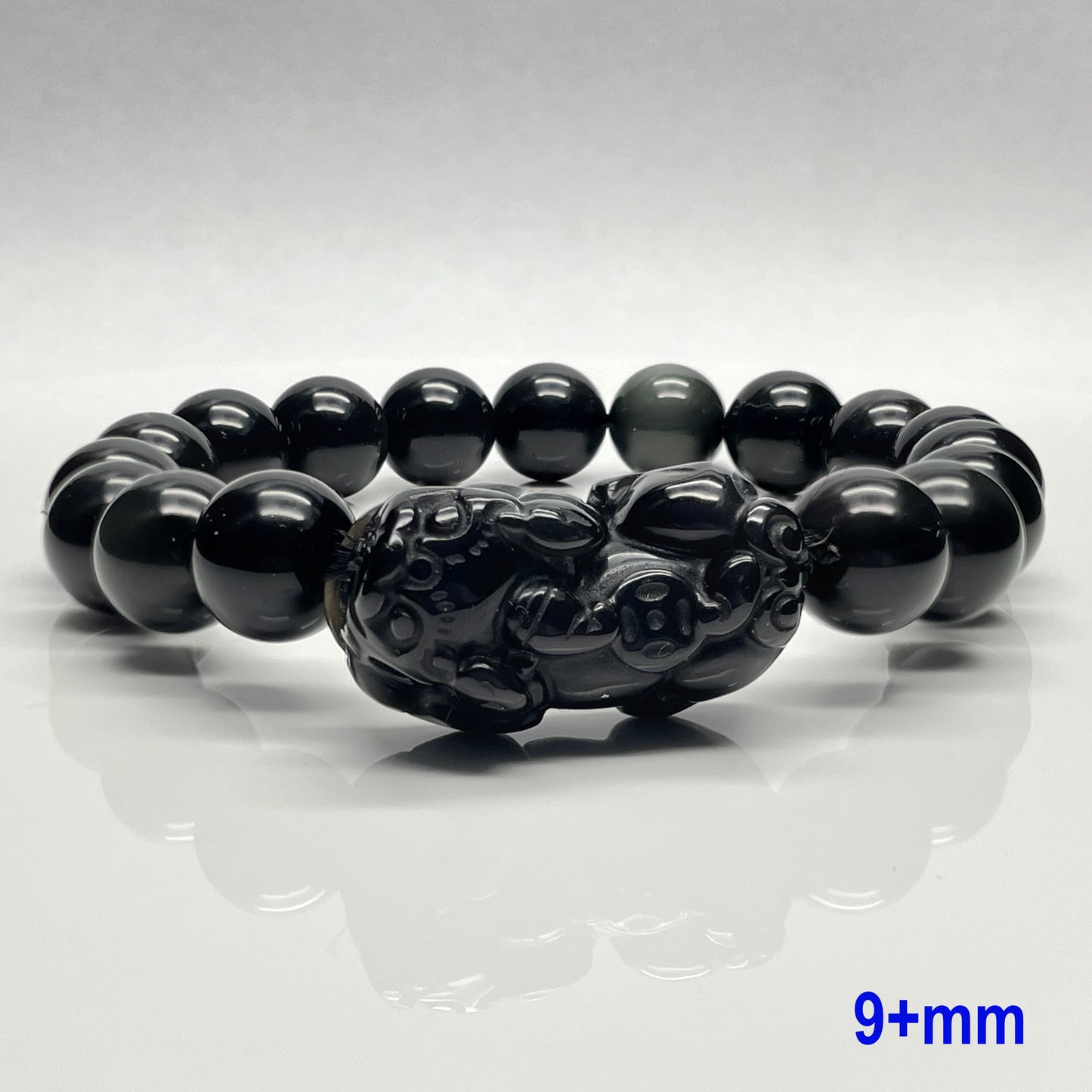 Stonelry Natural Rainbow Obsidian Beaded Pixiu Bracelet (9 to 13+mm)