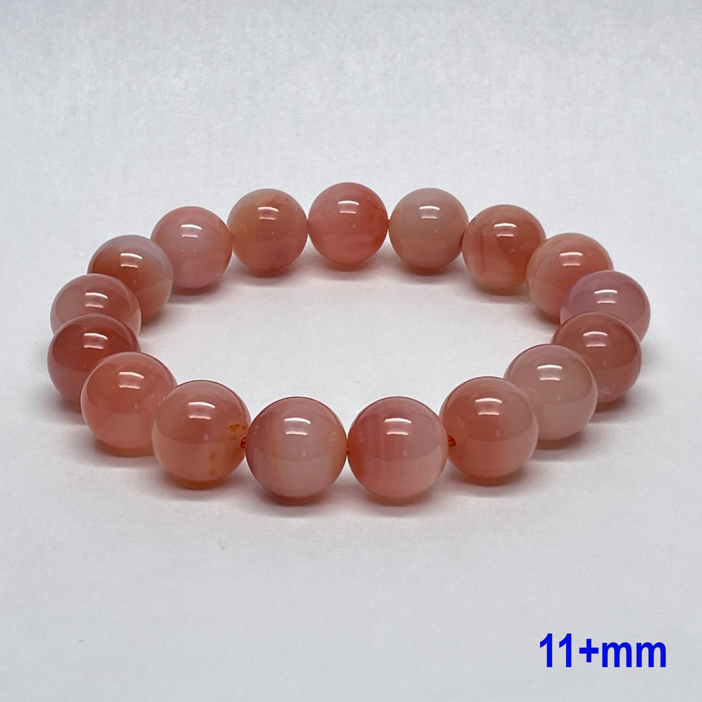 Stonelry Natural Peach Yanyuan Agate Beaded Bracelet (9 to 11+mm)