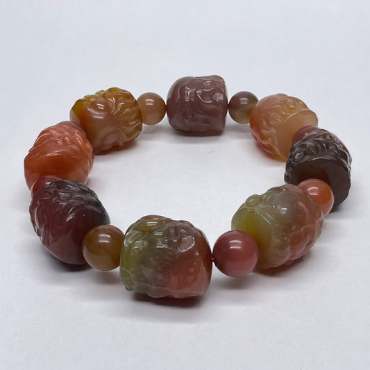 Stonelry Natural Feihong Agate Beaded Bracelet (15+mm)