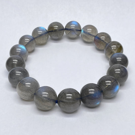 Stonelry Natural Premium Gray Moonstone Beaded Bracelet (12+mm)