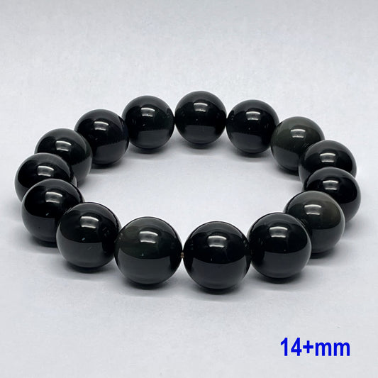 Stonelry Natural Rainbow Obsidian Beaded Bracelet (10 to 14+mm)