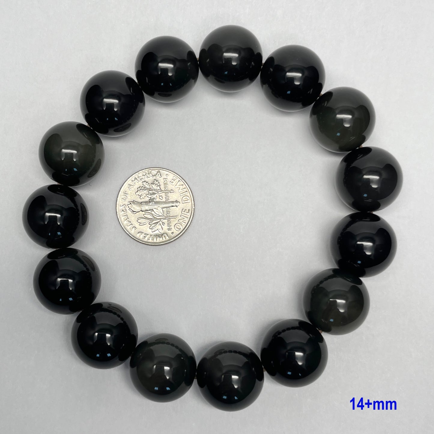 Stonelry Natural Rainbow Obsidian Beaded Bracelet (10 to 14+mm)